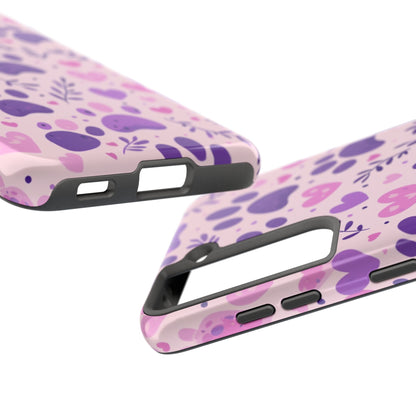 Pastel Paw Print Samsung Galaxy Case - Cute Pet - Themed Floral Protective Cover - BOGO Cases