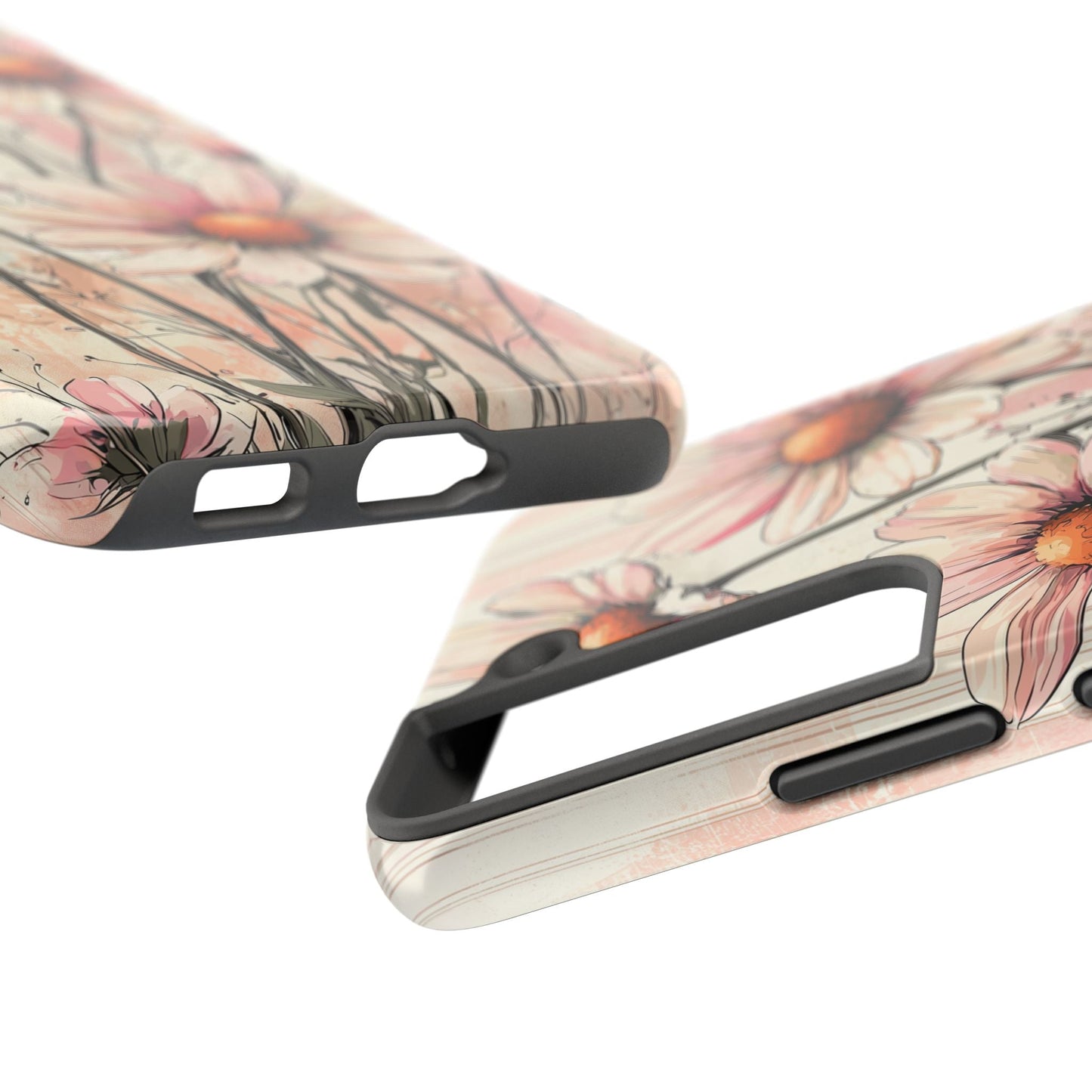 Pastel Pink Daisy Samsung Galaxy Case - Elegant Floral Plaid Protective Cover - BOGO Cases