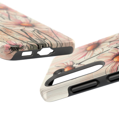 Pastel Pink Daisy Samsung Galaxy Case - Elegant Floral Plaid Protective Cover - BOGO Cases