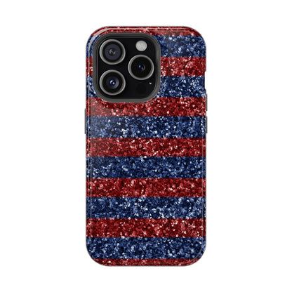 Patriotic Glitter Stripes – MagSafe iPhone Case - BOGO Cases
