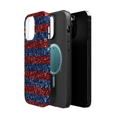 Patriotic Glitter Stripes – MagSafe iPhone Case - BOGO Cases