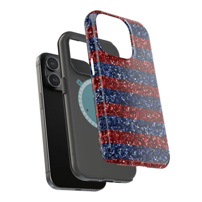 Patriotic Glitter Stripes – MagSafe iPhone Case - BOGO Cases