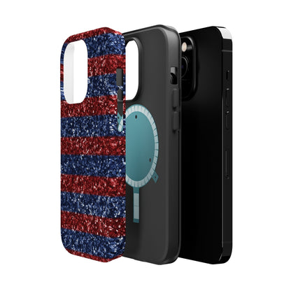 Patriotic Glitter Stripes – MagSafe iPhone Case - BOGO Cases