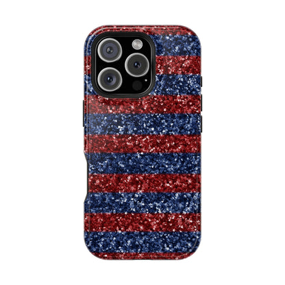 Patriotic Glitter Stripes – MagSafe iPhone Case - BOGO Cases