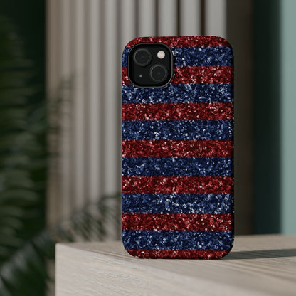 Patriotic Glitter Stripes – MagSafe iPhone Case - BOGO Cases