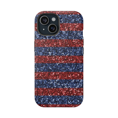 Patriotic Glitter Stripes – MagSafe iPhone Case - BOGO Cases