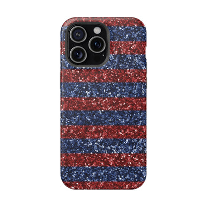 Patriotic Glitter Stripes – MagSafe iPhone Case - BOGO Cases