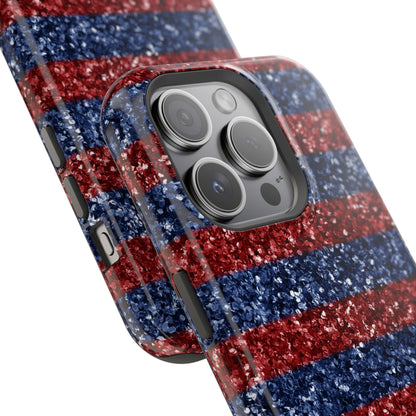 Patriotic Glitter Stripes – MagSafe iPhone Case - BOGO Cases