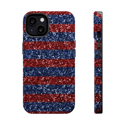 Patriotic Glitter Stripes – MagSafe iPhone Case - BOGO Cases