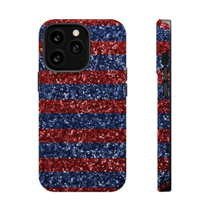 Patriotic Glitter Stripes – MagSafe iPhone Case - BOGO Cases