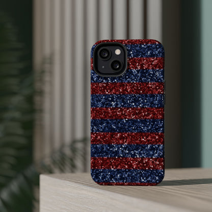 Patriotic Glitter Stripes – MagSafe iPhone Case - BOGO Cases
