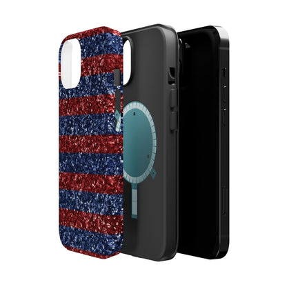 Patriotic Glitter Stripes – MagSafe iPhone Case - BOGO Cases