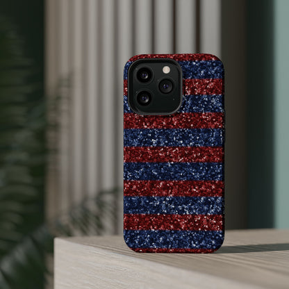 Patriotic Glitter Stripes – MagSafe iPhone Case - BOGO Cases