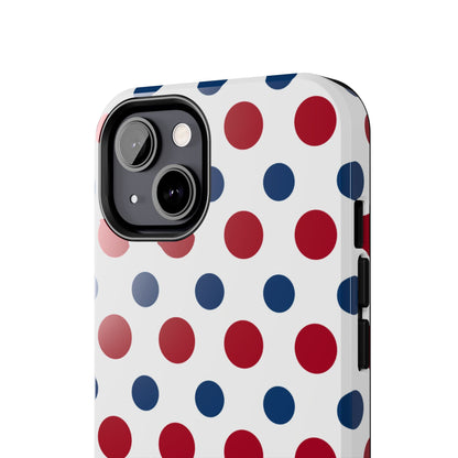 Patriotic Navy, White, and Red Polka Dot iPhone Case - BOGO Cases