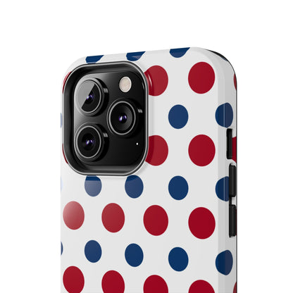 Patriotic Navy, White, and Red Polka Dot iPhone Case - BOGO Cases