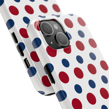 Patriotic Navy, White, and Red Polka Dot iPhone Case - BOGO Cases