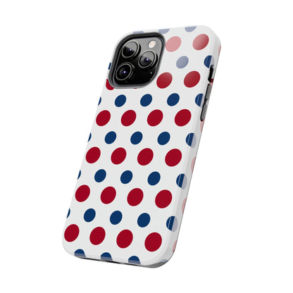 Patriotic Navy, White, and Red Polka Dot iPhone Case - BOGO Cases