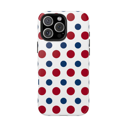 Patriotic Navy, White, and Red Polka Dot iPhone Case - BOGO Cases