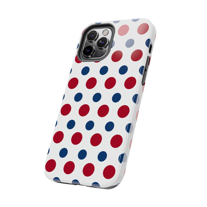 Patriotic Navy, White, and Red Polka Dot iPhone Case - BOGO Cases