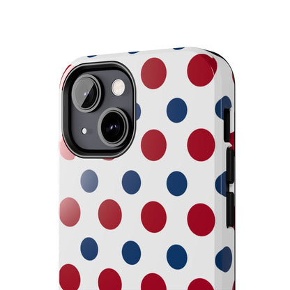 Patriotic Navy, White, and Red Polka Dot iPhone Case - BOGO Cases