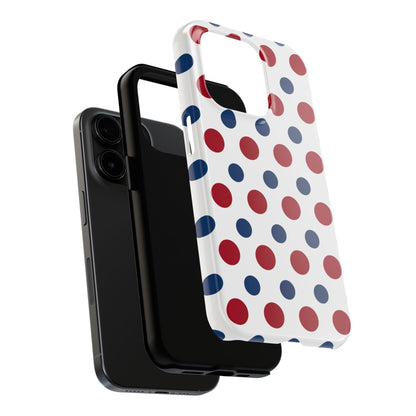 Patriotic Navy, White, and Red Polka Dot iPhone Case - BOGO Cases