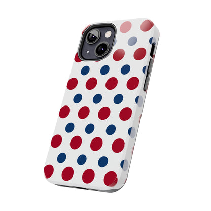 Patriotic Navy, White, and Red Polka Dot iPhone Case - BOGO Cases
