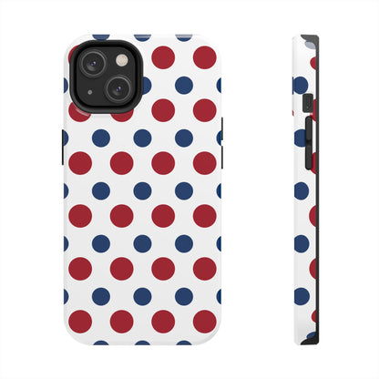 Patriotic Navy, White, and Red Polka Dot iPhone Case - BOGO Cases