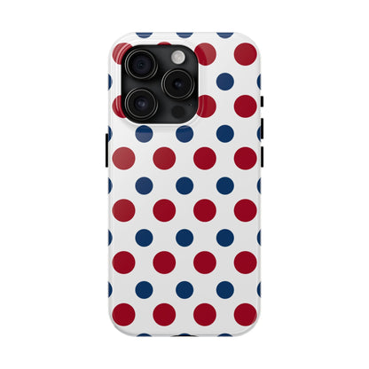 Patriotic Navy, White, and Red Polka Dot iPhone Case - BOGO Cases