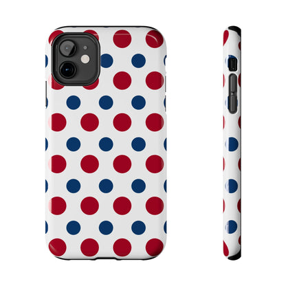 Patriotic Navy, White, and Red Polka Dot iPhone Case - BOGO Cases