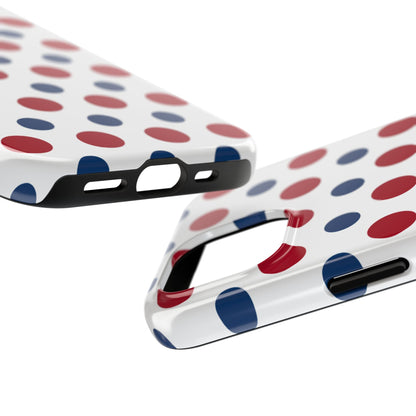 Patriotic Navy, White, and Red Polka Dot iPhone Case - BOGO Cases
