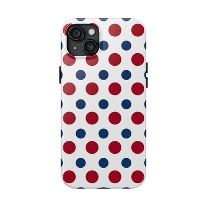 Patriotic Navy, White, and Red Polka Dot iPhone Case - BOGO Cases