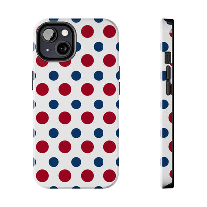 Patriotic Navy, White, and Red Polka Dot iPhone Case - BOGO Cases