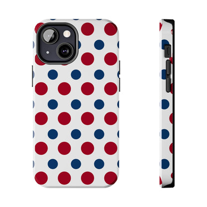 Patriotic Navy, White, and Red Polka Dot iPhone Case - BOGO Cases