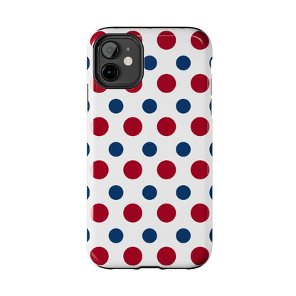 Patriotic Navy, White, and Red Polka Dot iPhone Case - BOGO Cases