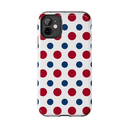Patriotic Navy, White, and Red Polka Dot iPhone Case - BOGO Cases