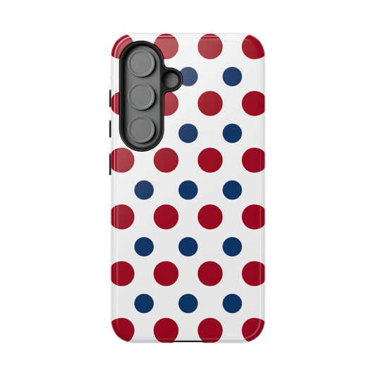 Patriotic Navy, White, and Red Polka Dot Samsung Galaxy Case - BOGO Cases