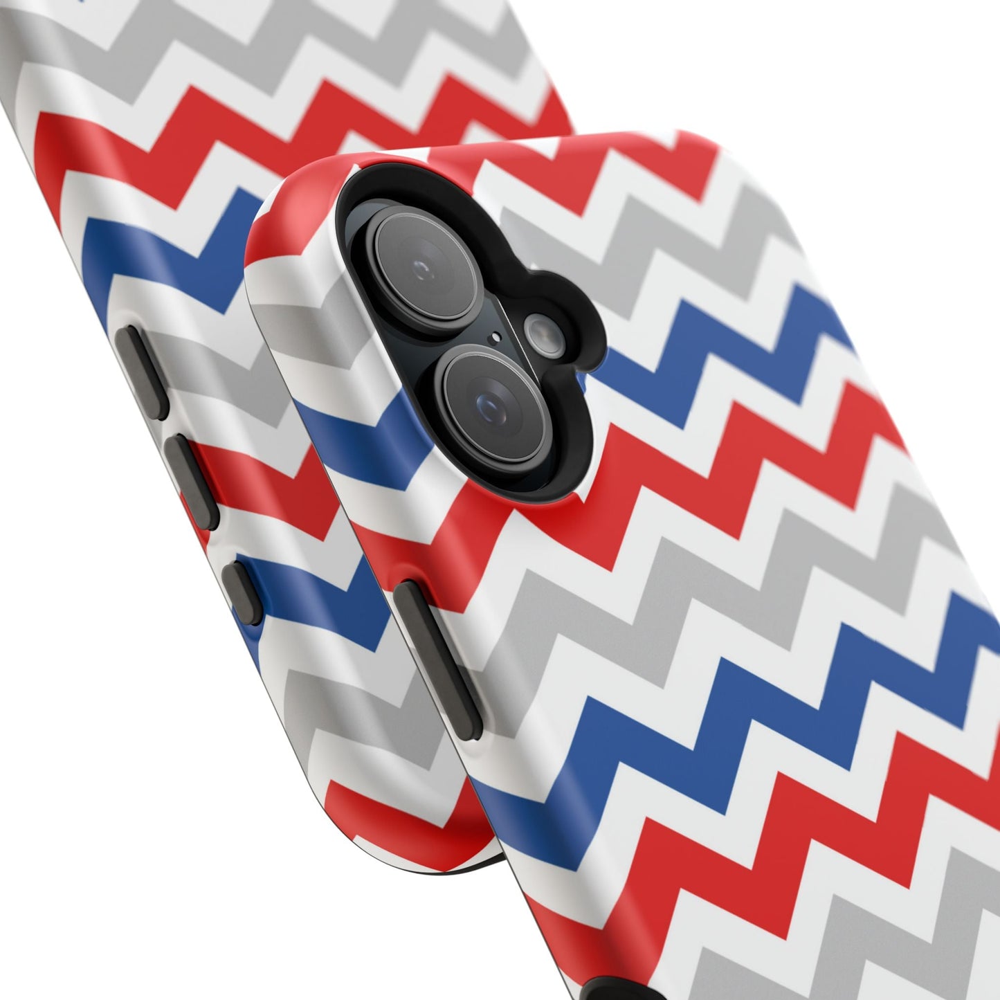 Patriotic Red, White & Blue Chevron – MagSafe Compatible iPhone Case - BOGO Cases