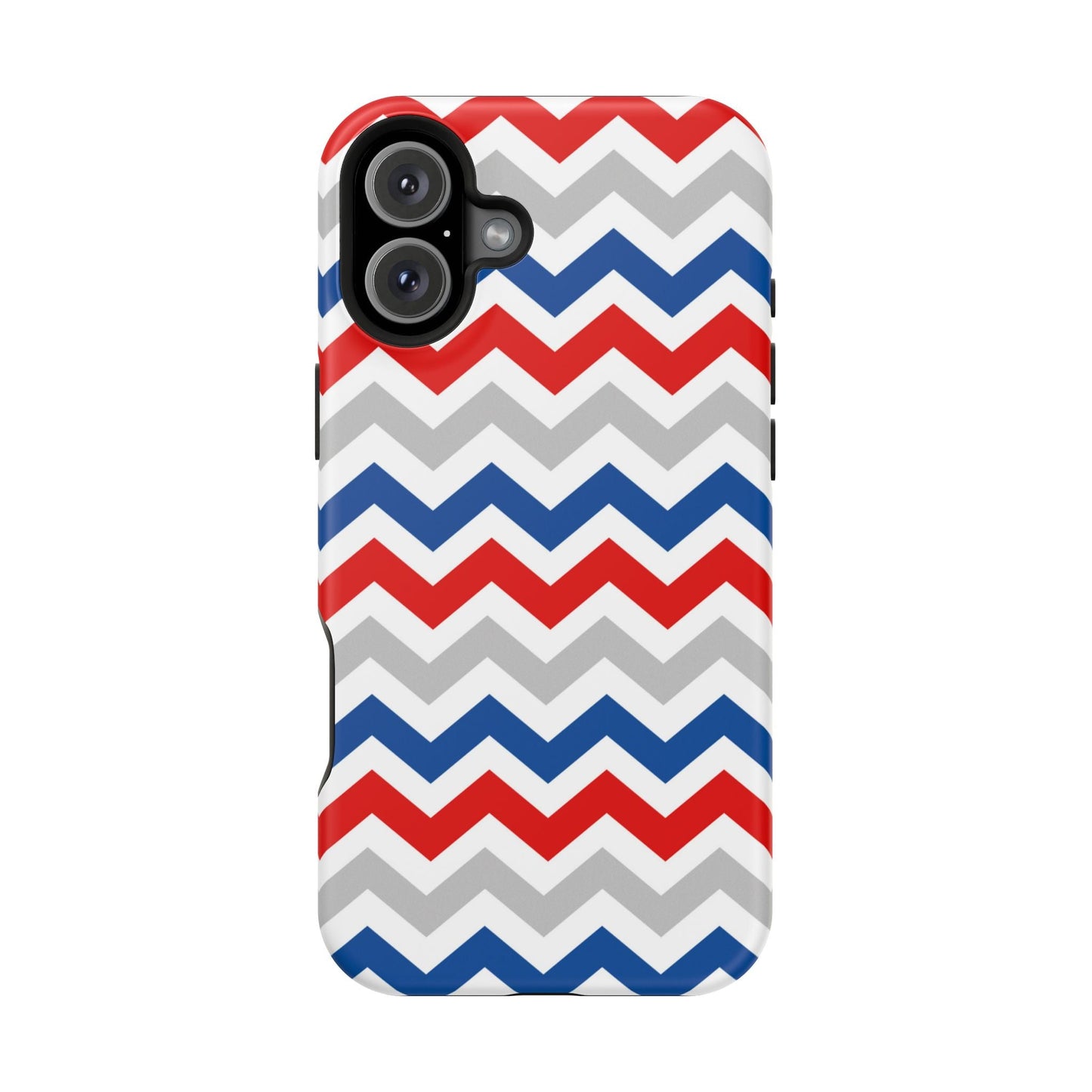 Patriotic Red, White & Blue Chevron – MagSafe Compatible iPhone Case - BOGO Cases