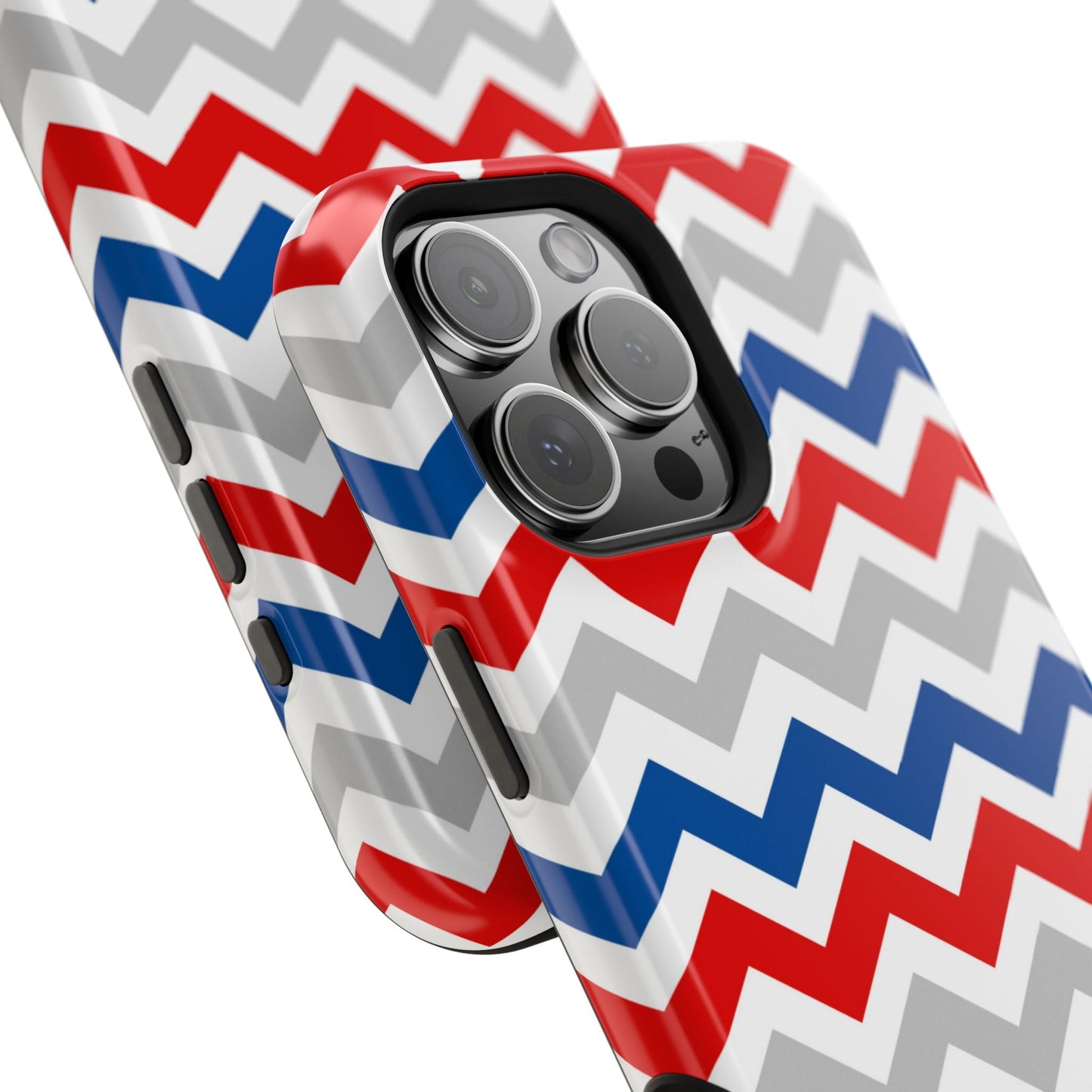 Patriotic Red, White & Blue Chevron – MagSafe Compatible iPhone Case - BOGO Cases