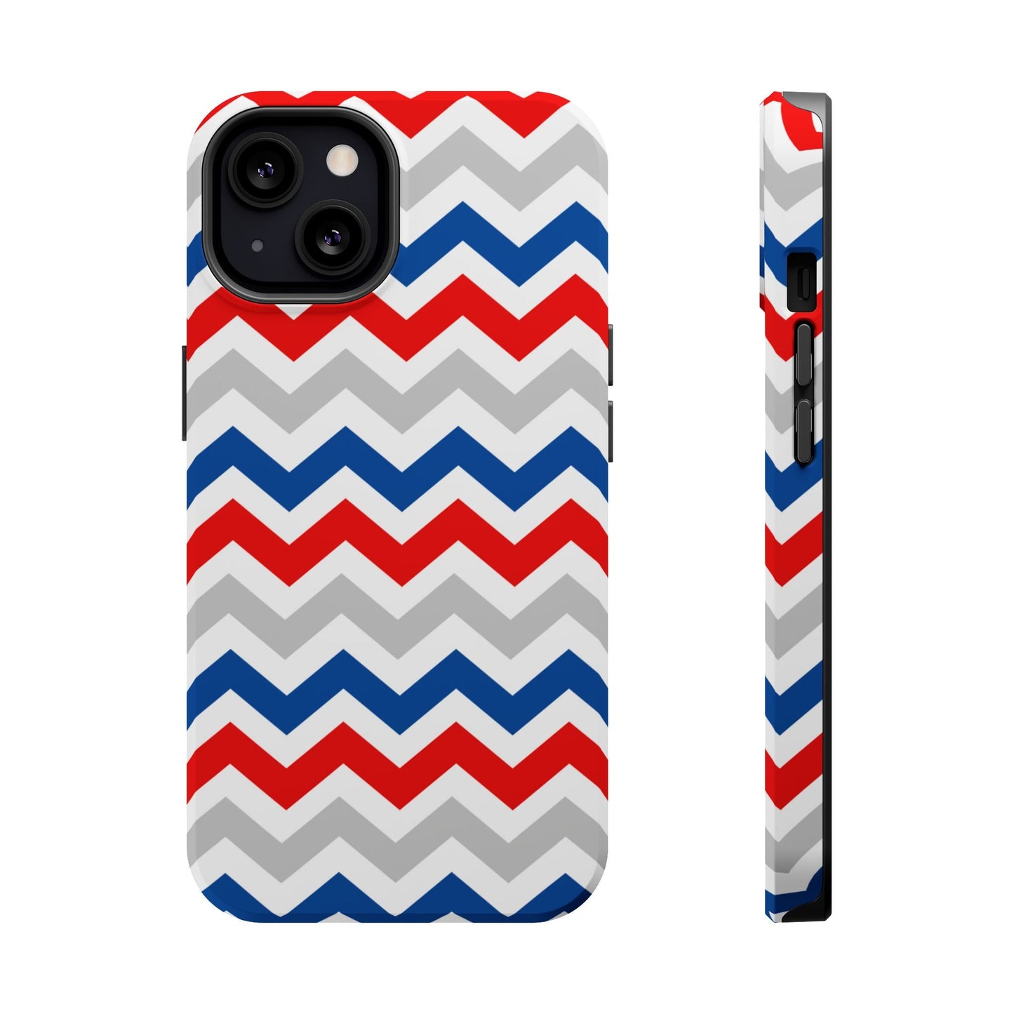 Patriotic Red, White & Blue Chevron – MagSafe Compatible iPhone Case - BOGO Cases
