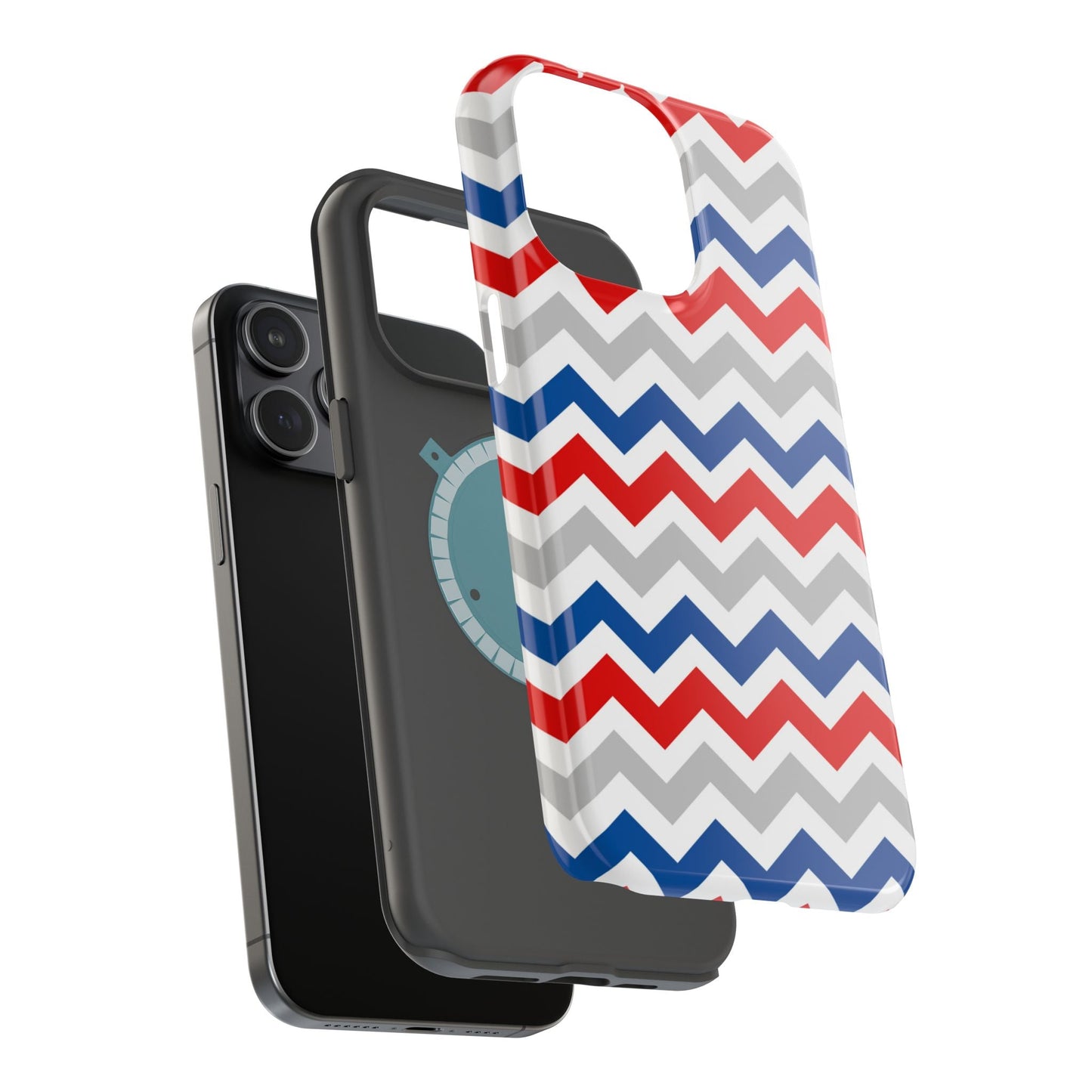 Patriotic Red, White & Blue Chevron – MagSafe Compatible iPhone Case - BOGO Cases