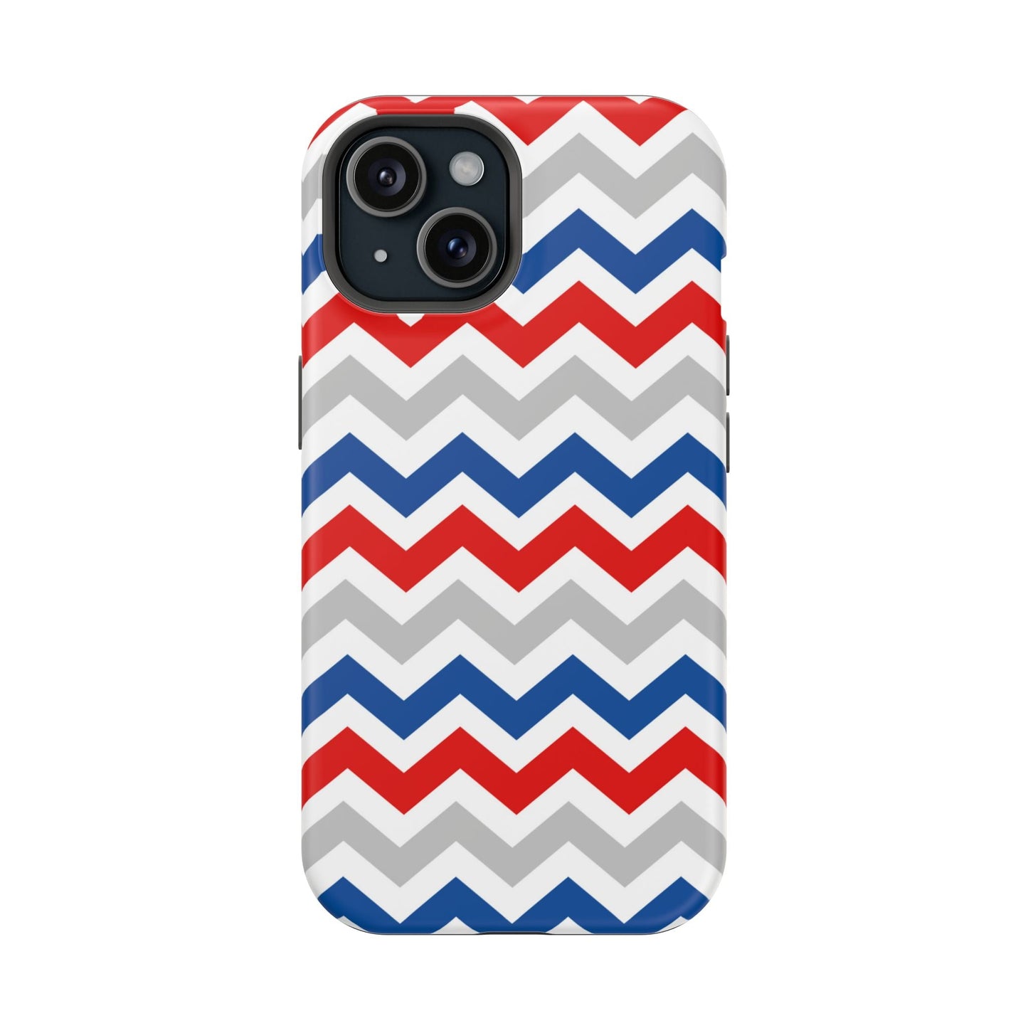 Patriotic Red, White & Blue Chevron – MagSafe Compatible iPhone Case - BOGO Cases