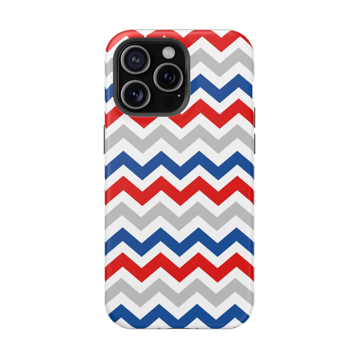 Patriotic Red, White & Blue Chevron – MagSafe Compatible iPhone Case - BOGO Cases