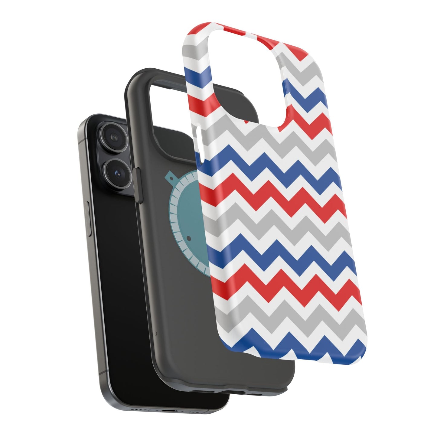 Patriotic Red, White & Blue Chevron – MagSafe Compatible iPhone Case - BOGO Cases
