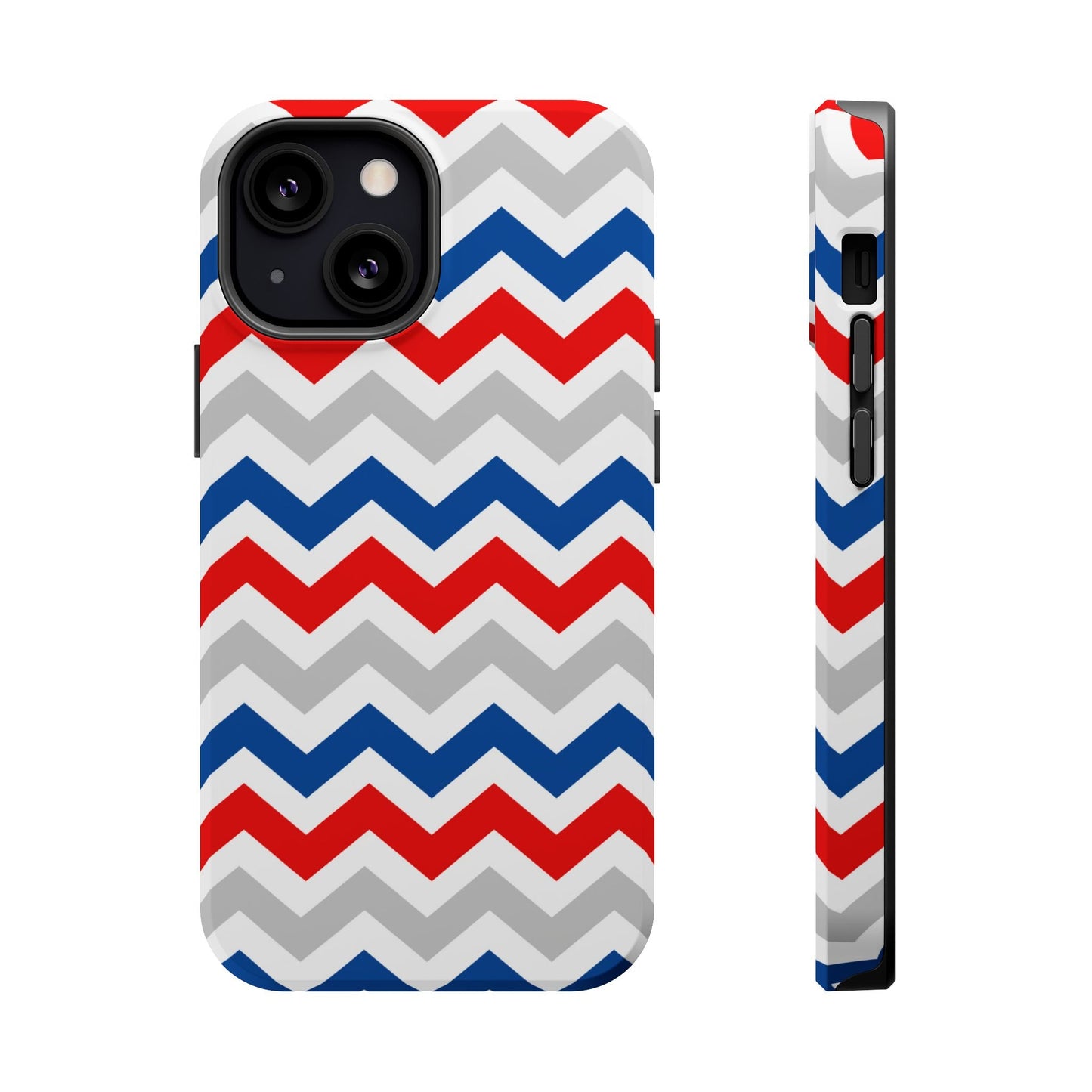 Patriotic Red, White & Blue Chevron – MagSafe Compatible iPhone Case - BOGO Cases