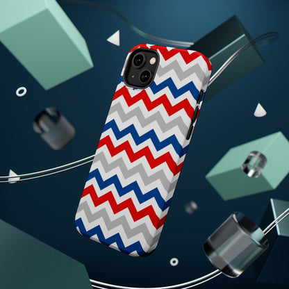 Patriotic Red, White & Blue Chevron – MagSafe Compatible iPhone Case - BOGO Cases
