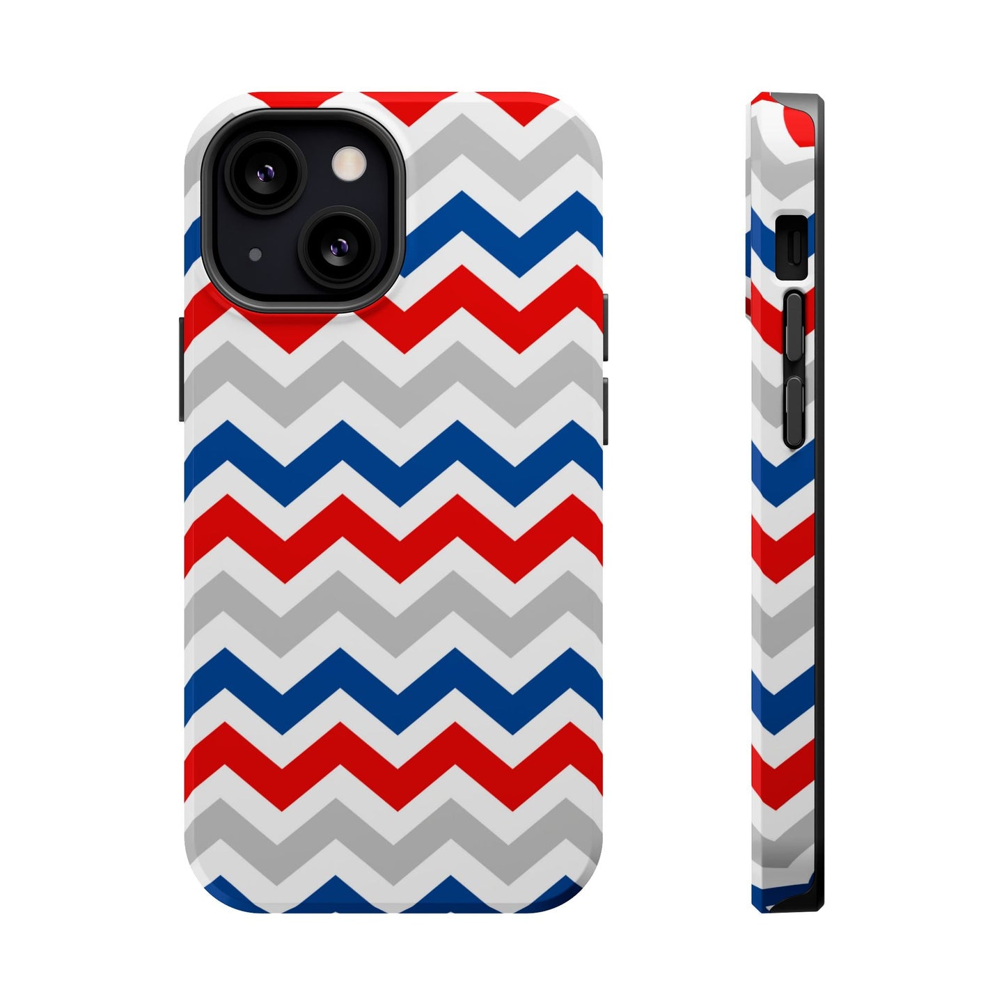 Patriotic Red, White & Blue Chevron – MagSafe Compatible iPhone Case - BOGO Cases