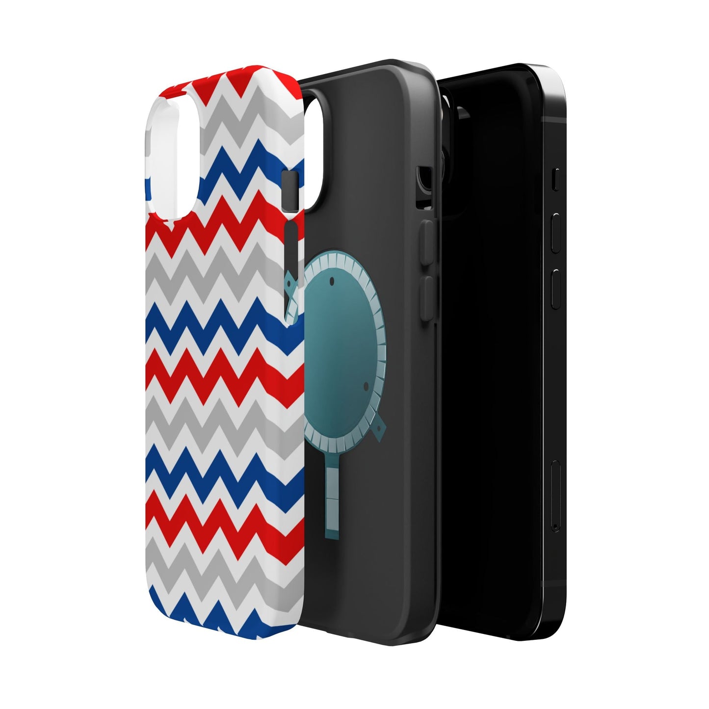 Patriotic Red, White & Blue Chevron – MagSafe Compatible iPhone Case - BOGO Cases