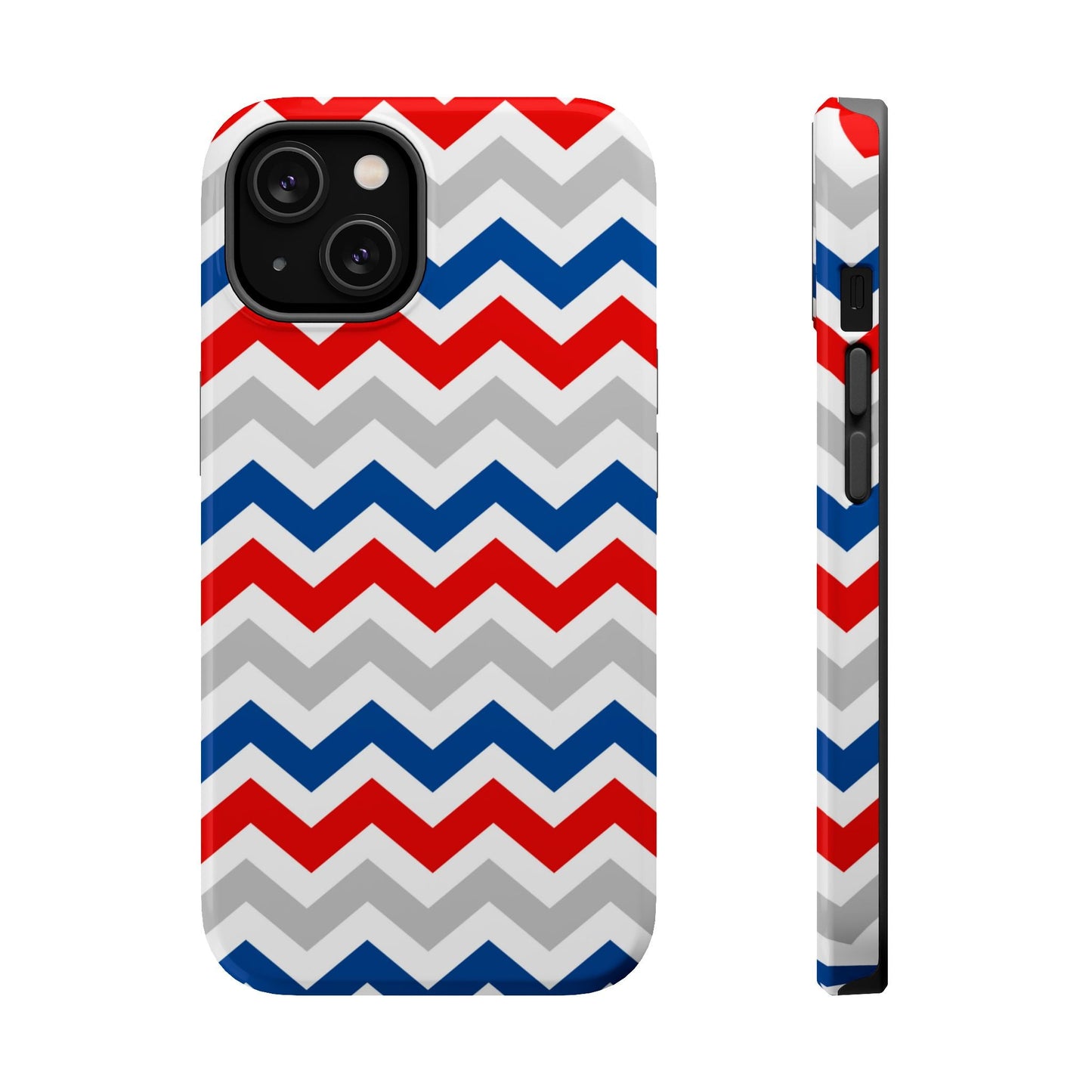 Patriotic Red, White & Blue Chevron – MagSafe Compatible iPhone Case - BOGO Cases