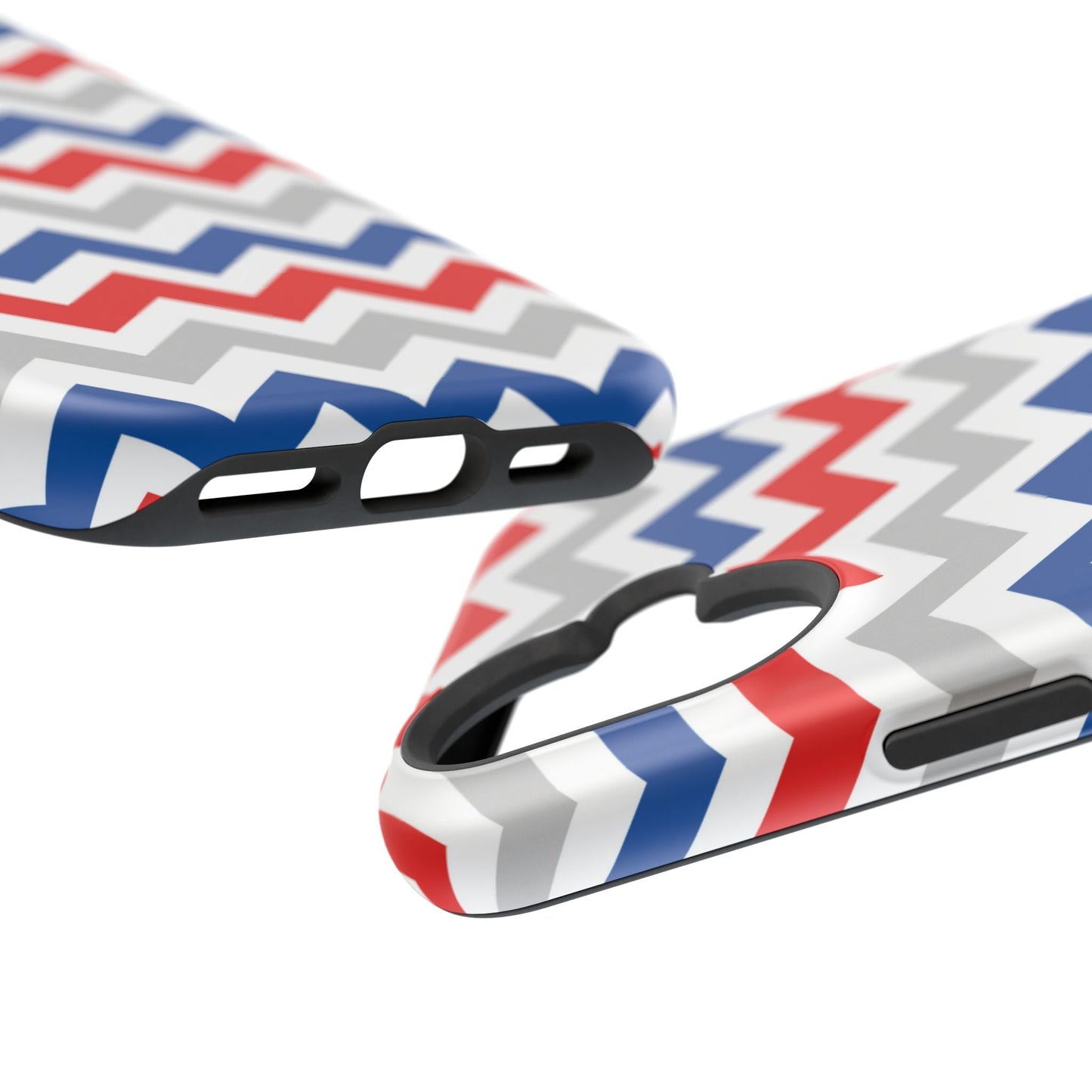 Patriotic Red, White & Blue Chevron – MagSafe Compatible iPhone Case - BOGO Cases